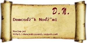 Demcsák Noémi névjegykártya